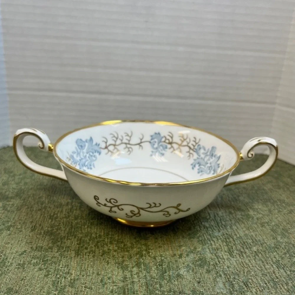 Tuscan Avondale Fine‎ Bone China Cream Bowl Blue Floral Gold Trim F170 England